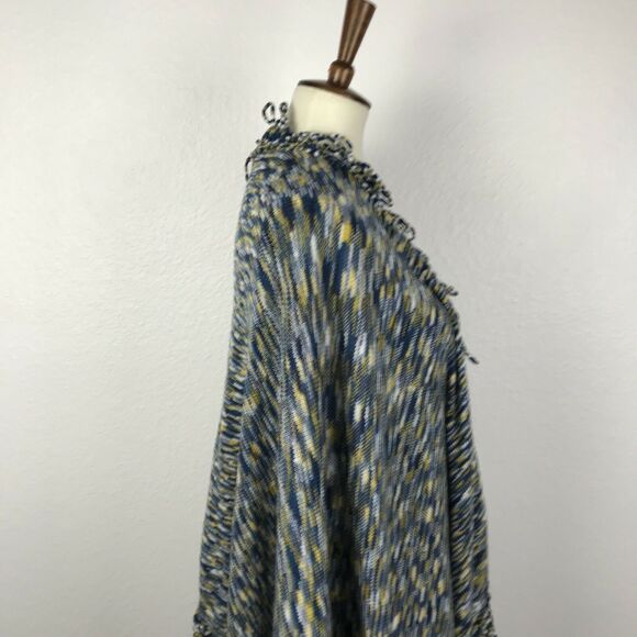 Anthropologie Moth Stripe Fringe Poncho Cardigan Sweater - Picture 3 of 7